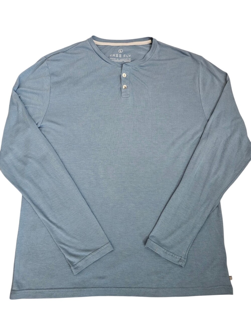 Free Fly Mens Petformance Bamboo Cruiser Long Sleeve Blue Henley Sz Large Comfy